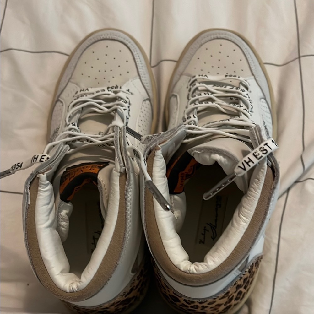 Vintage Havana High-Top Sneakers with Perforated Design- Size 8.5